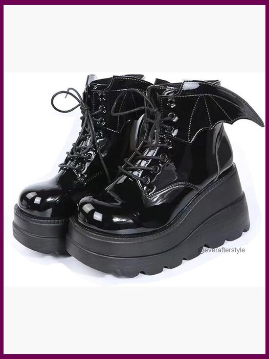 Shoes - Women Chunky Heel Platform Gothic Ankle Boots with Side Zipper